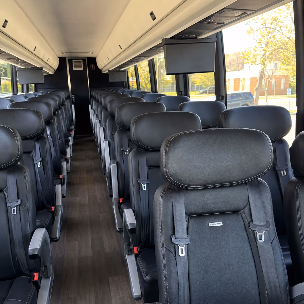ann arbor 45 passenger charter bus inside