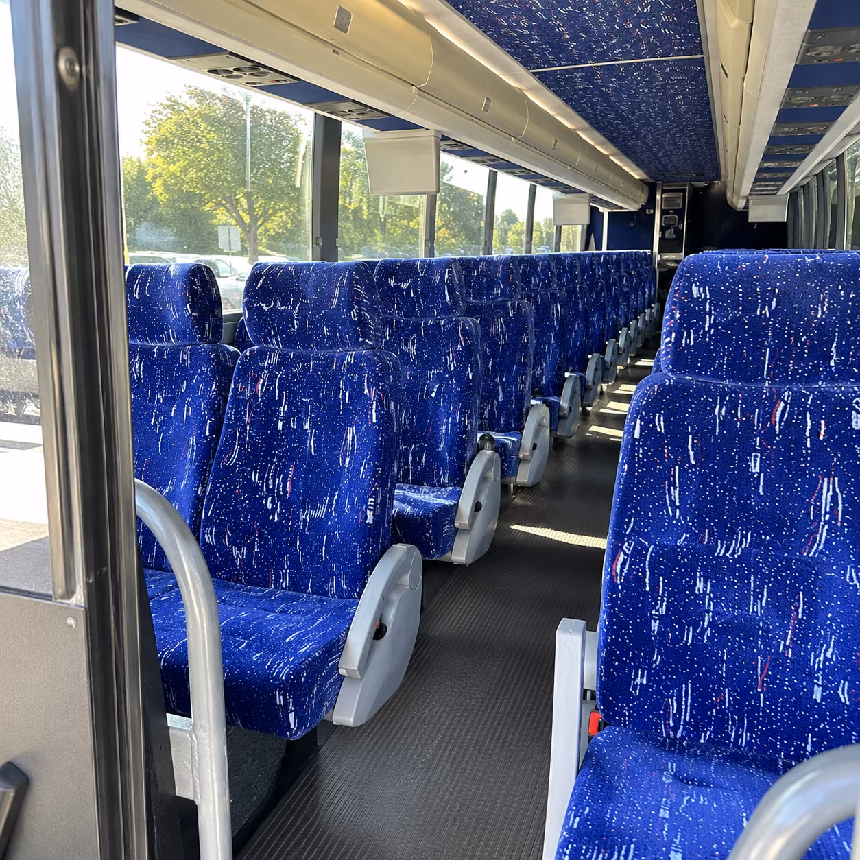 ann arbor 50 passenger charter bus inside
